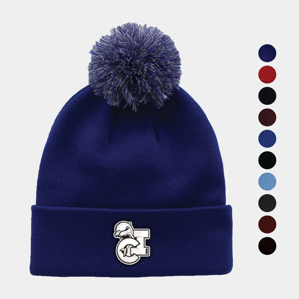 Fine Gauge Knit Roll Up Beanie with Pom 1