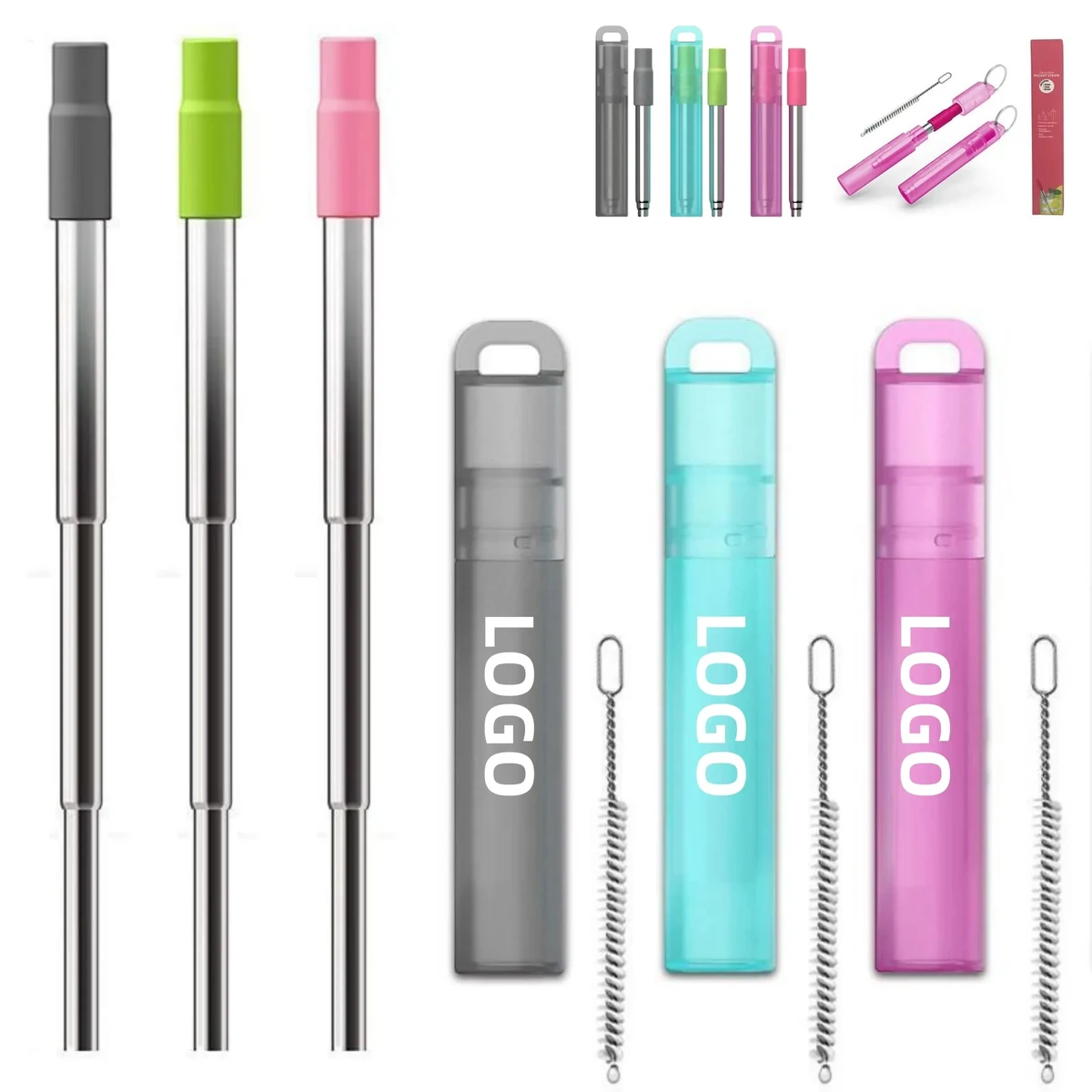 Stainless Steel Telescopic Straw With Cleaning Brush 1