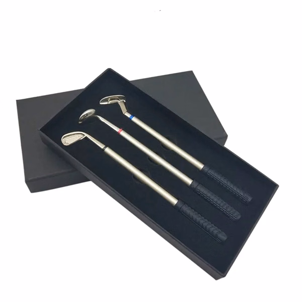 Custom Rubber-Grip Golf Ballpoint Pen Set — Three-Color Office & Sports Gift