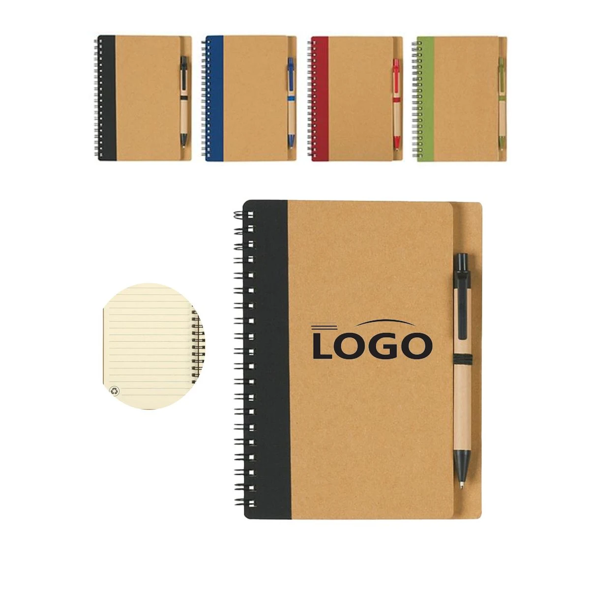 Spliced Fabric Cowhide Cover Notebook 1