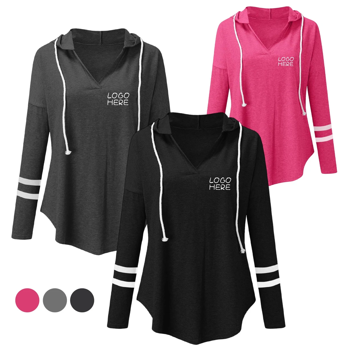 Womens Striped Long Sleeve Hoodie 1