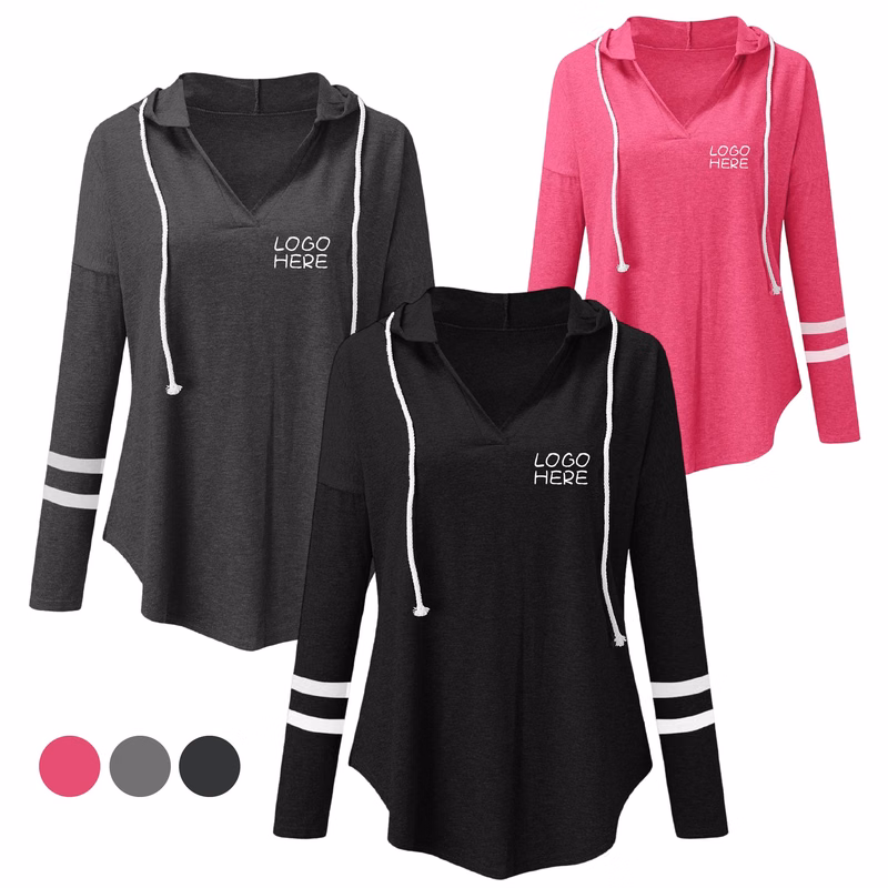 Womens Striped Long Sleeve Hoodie