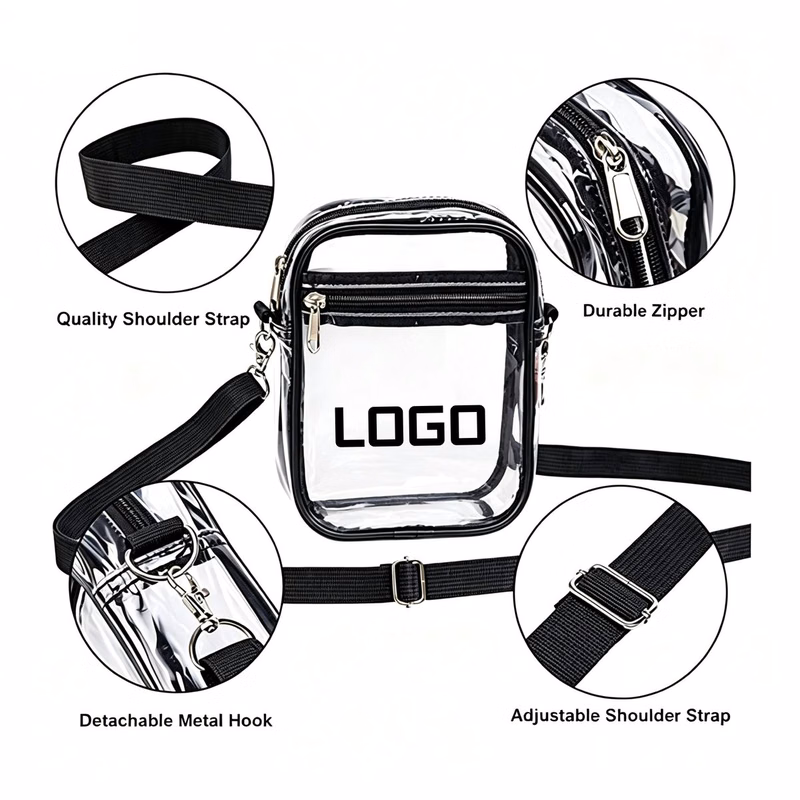 Bulk Small Transparent Travel Cosmetic Pouch with Metal Hook