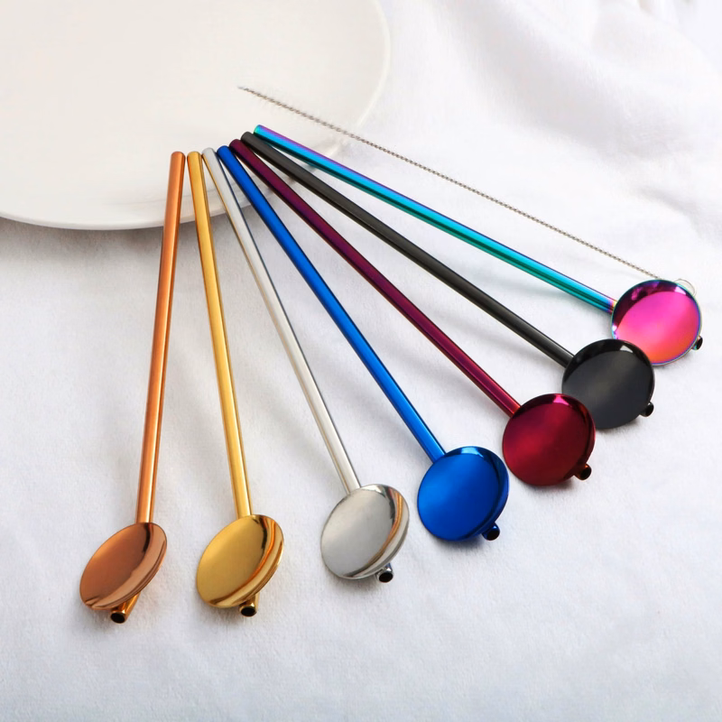 2 in 1 Stainless Steel Spoon Straw