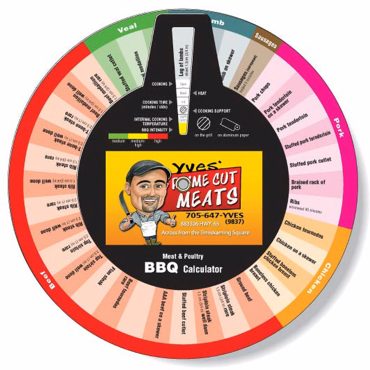 3 Wheel Barbecue Cooking Calculator (English Model), Full Colour