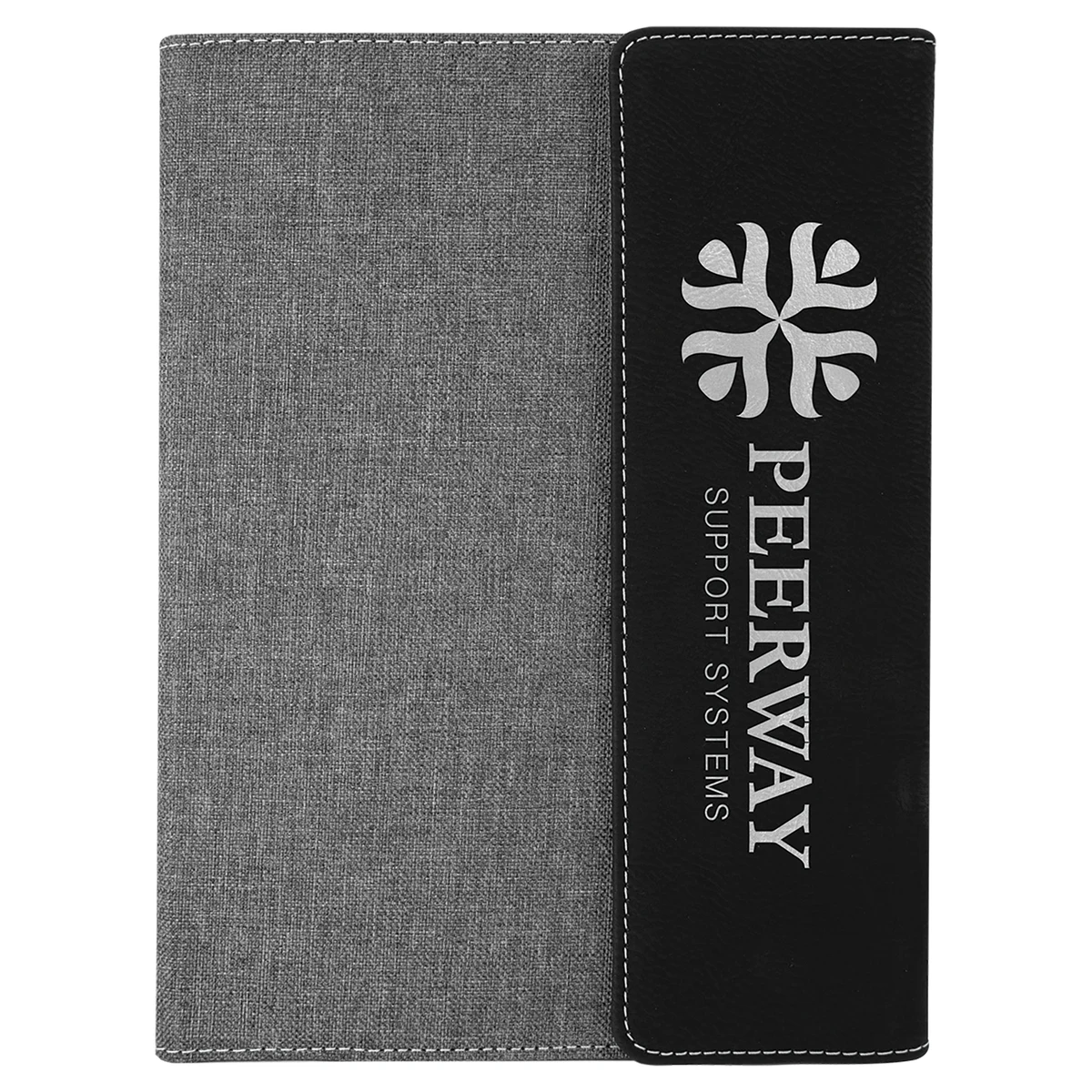 7" x 9" Black/Silver Leatherette /Gray Canvas Portfolio with Notepad 1
