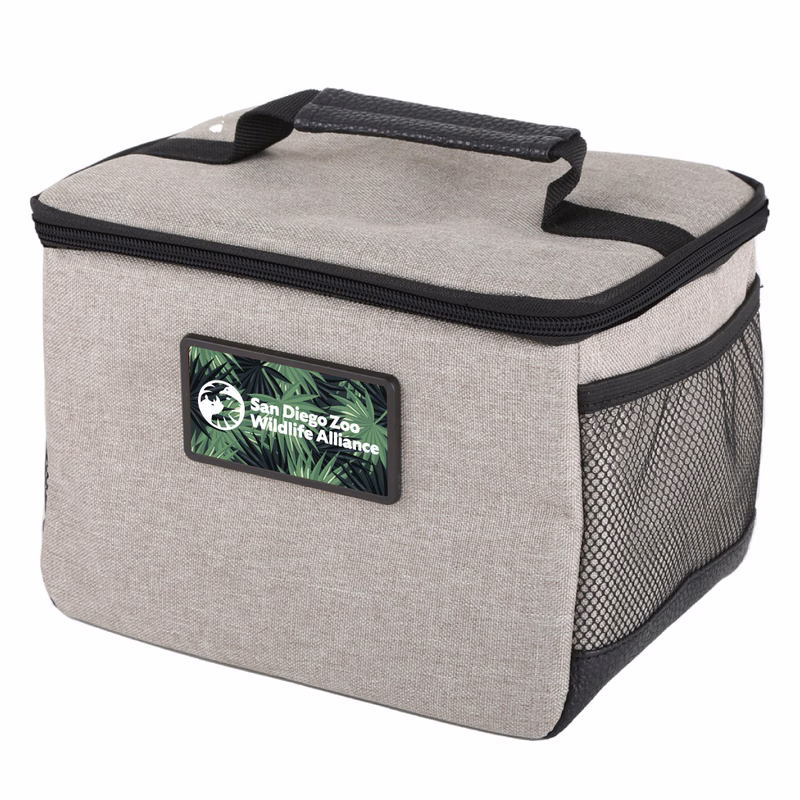 6 Pack Insulated Cooler Bag / Lunch Tote with Mesh Side Pockets - Full Color Imprint