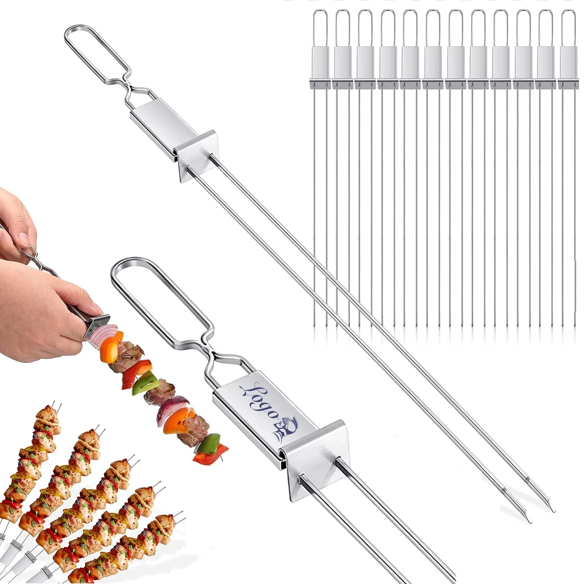 BBQ Stainless Steel Skewers with Slider 1