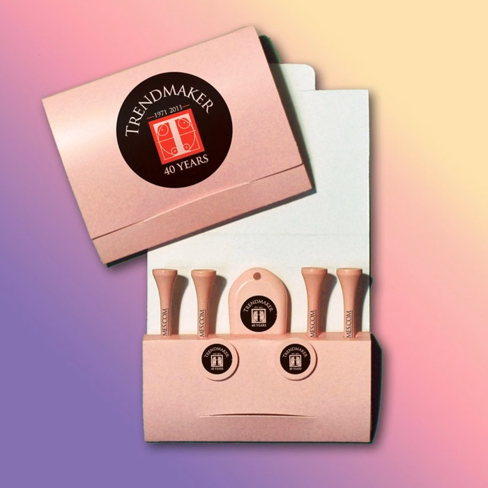 Golf Tee Matchbook Packet w/ Four 2 3/4" Tees, 2 Markers & 1 Repair Tool
