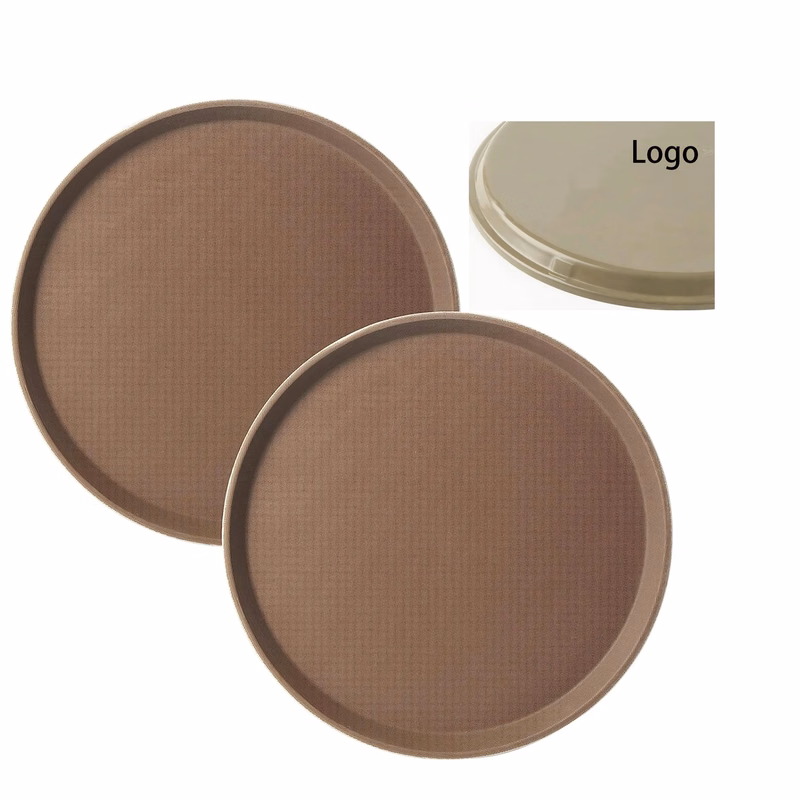 MOQ 20pcs Restaurant Round Fiberglass Non-Slip Tray