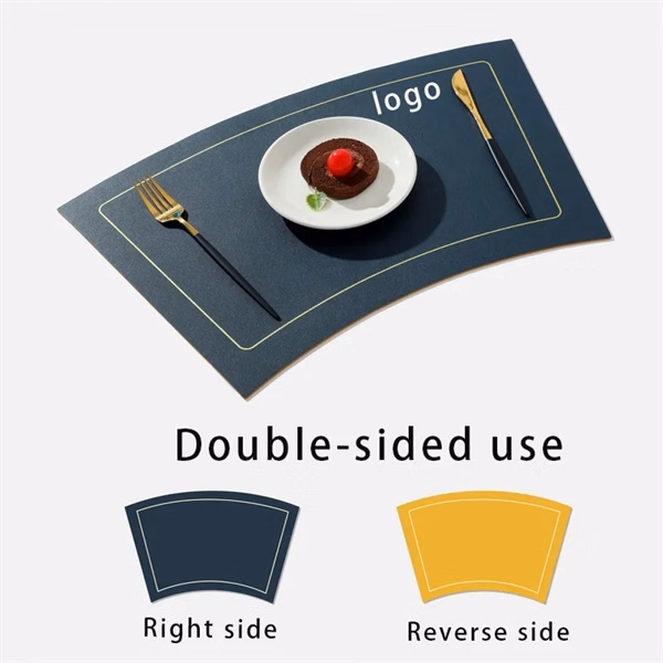 Custom 19.69" x 11.81" Double-Sided Leather Fan Placemat — Premium Table Protection