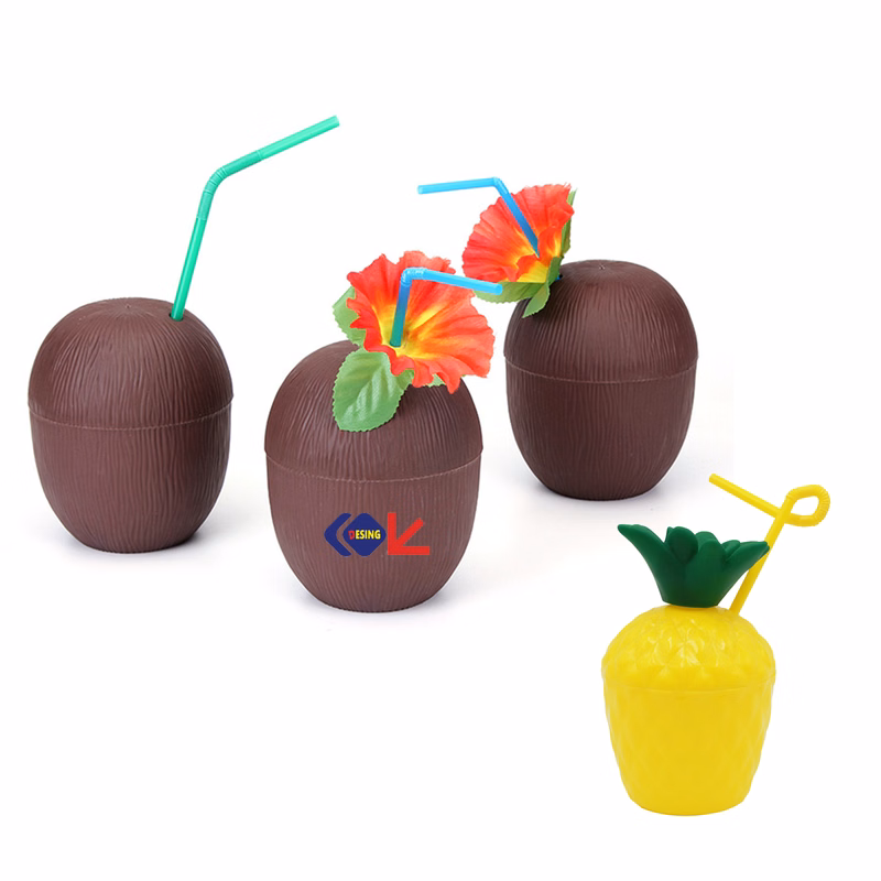 Tropical Theme Plastic Drinkware Set