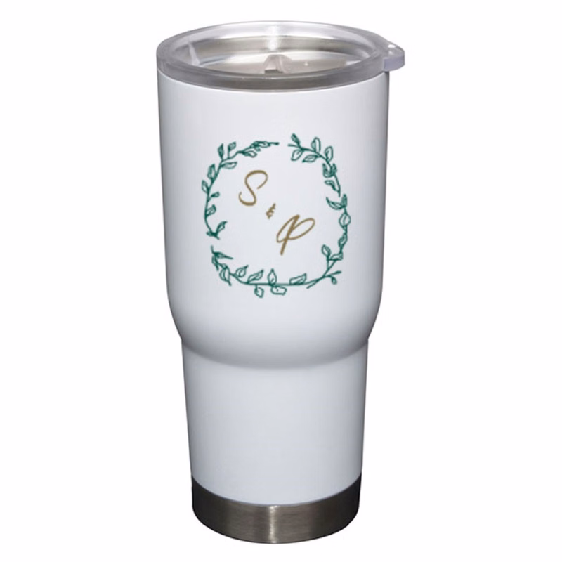 22 oz Pro22 White Vacuum Insulated Stainless Steel Travel Mug with Clear Lid