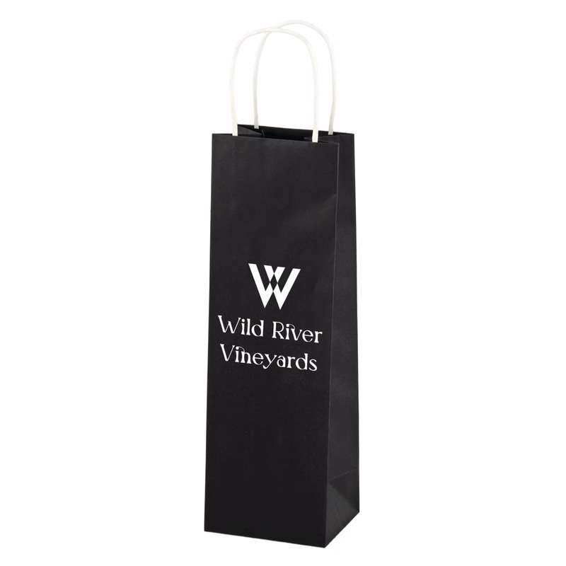 Black 1-Bottle Kraft Bag