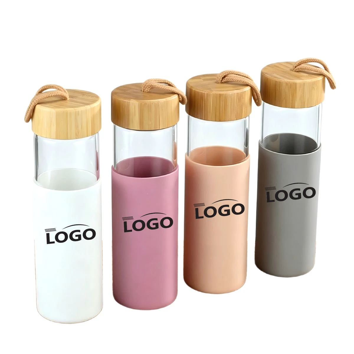 Premium 18 oz. Eco-Friendly Glass Hydration Flask with Bamboo Lid 1