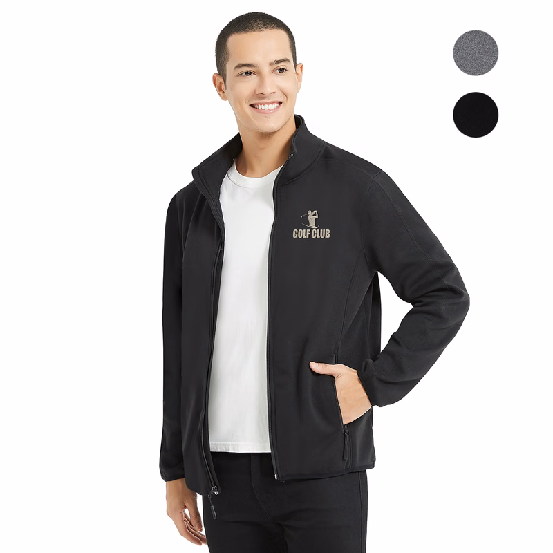 Men's Heathered Sweater Full-Zip Fleece Jacket