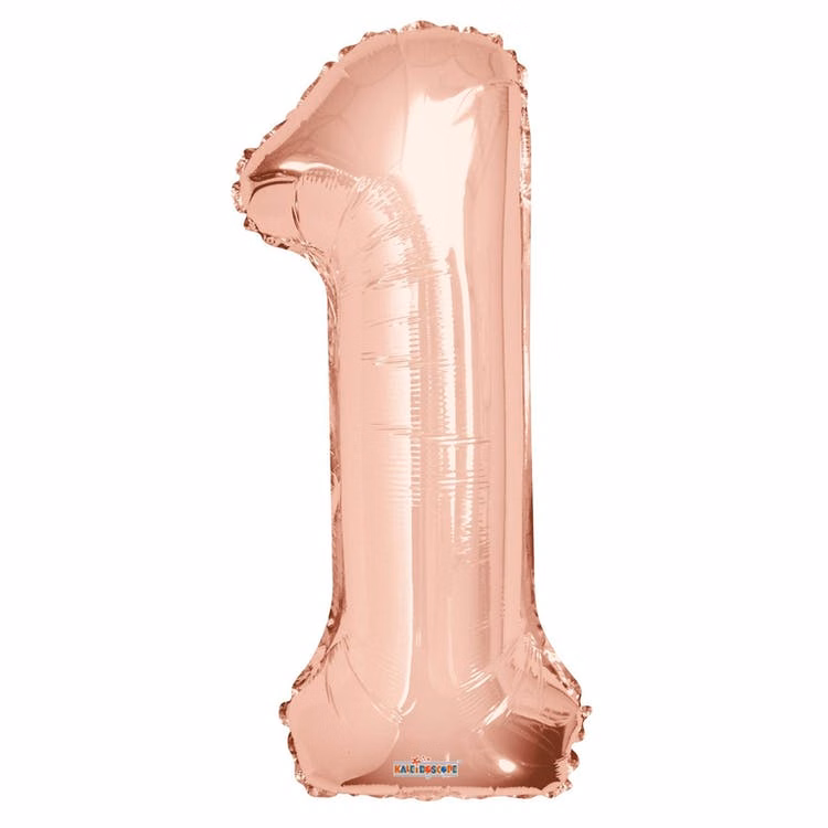 Mylar Number 1 Balloons - Rose Gold 34"