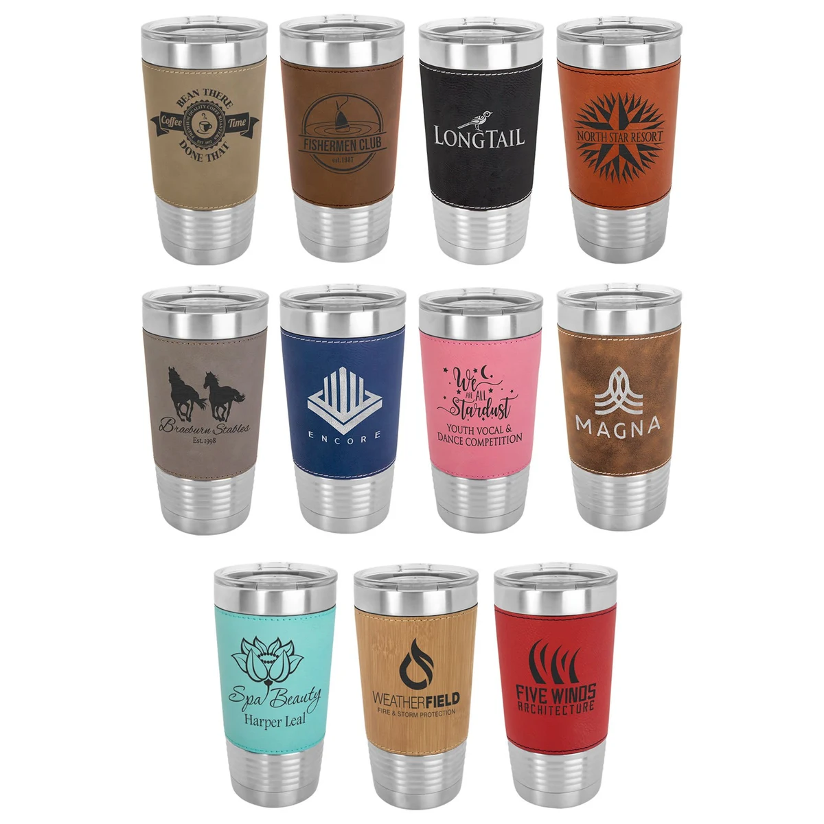Polar Camel 20 oz. Leatherette Tumbler with Clear Lid 1