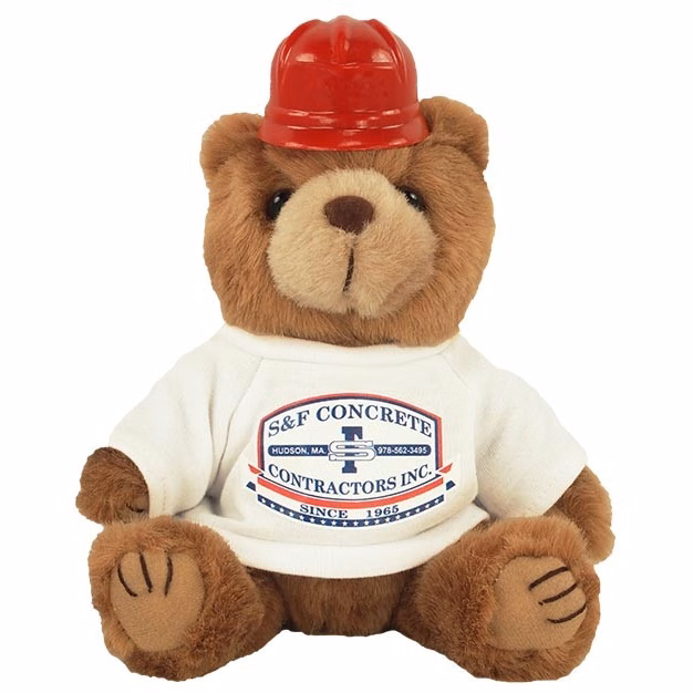 8" Construction Bear with full color imprint