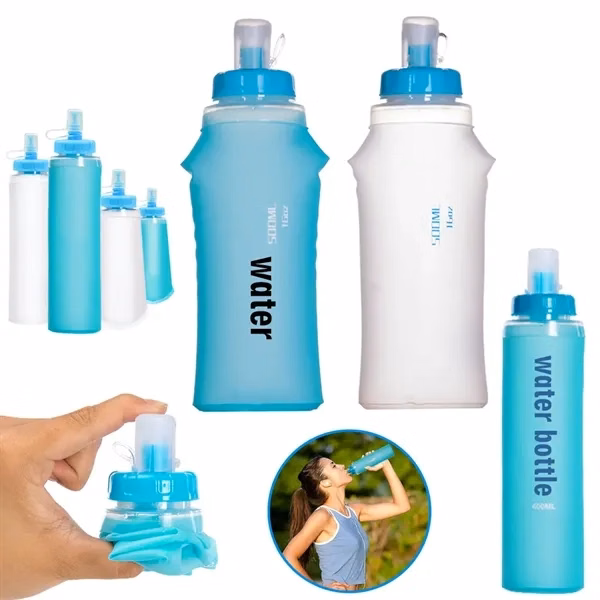 Foldable Silicone Water Bottle Soft Flask for Commutes, Fitness and Travel
