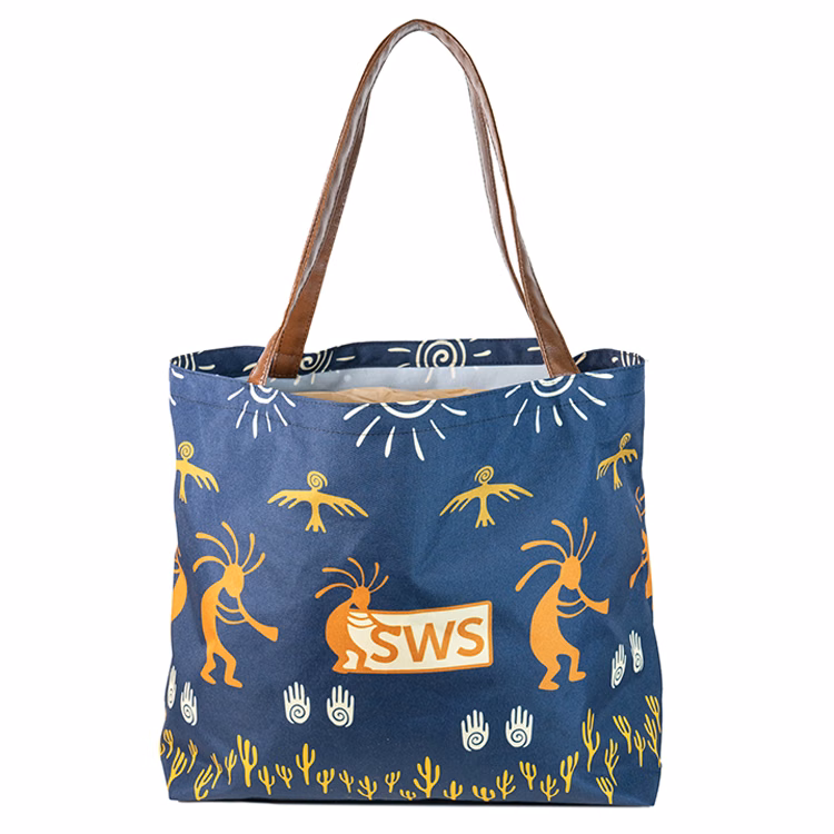 Large Creative Handle Wide Bottom Gusset Tote (15.5"H x 22"W x 6"D)