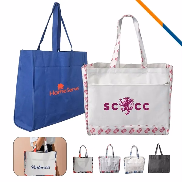 Custom 600D Polyester Tote Bag with Zippered Pocket — Everyday Shopping Giveaway