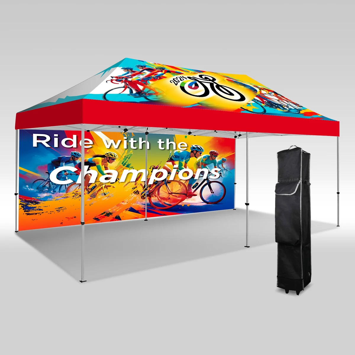 Full Color Canopy Tent with Back Wall 10' X 20' Hex Aluminum Frame 1
