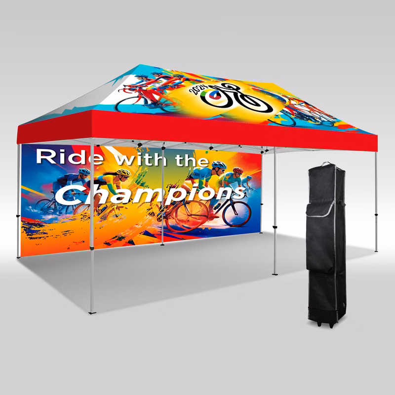 Full Color Canopy Tent with Back Wall 10' X 20' Hex Aluminum Frame