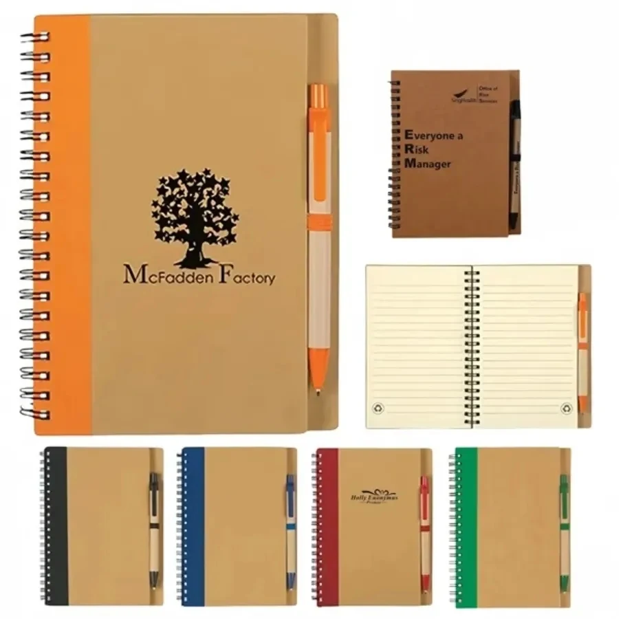 Office Use Kraft Paper Coil Notebook with Pen 1