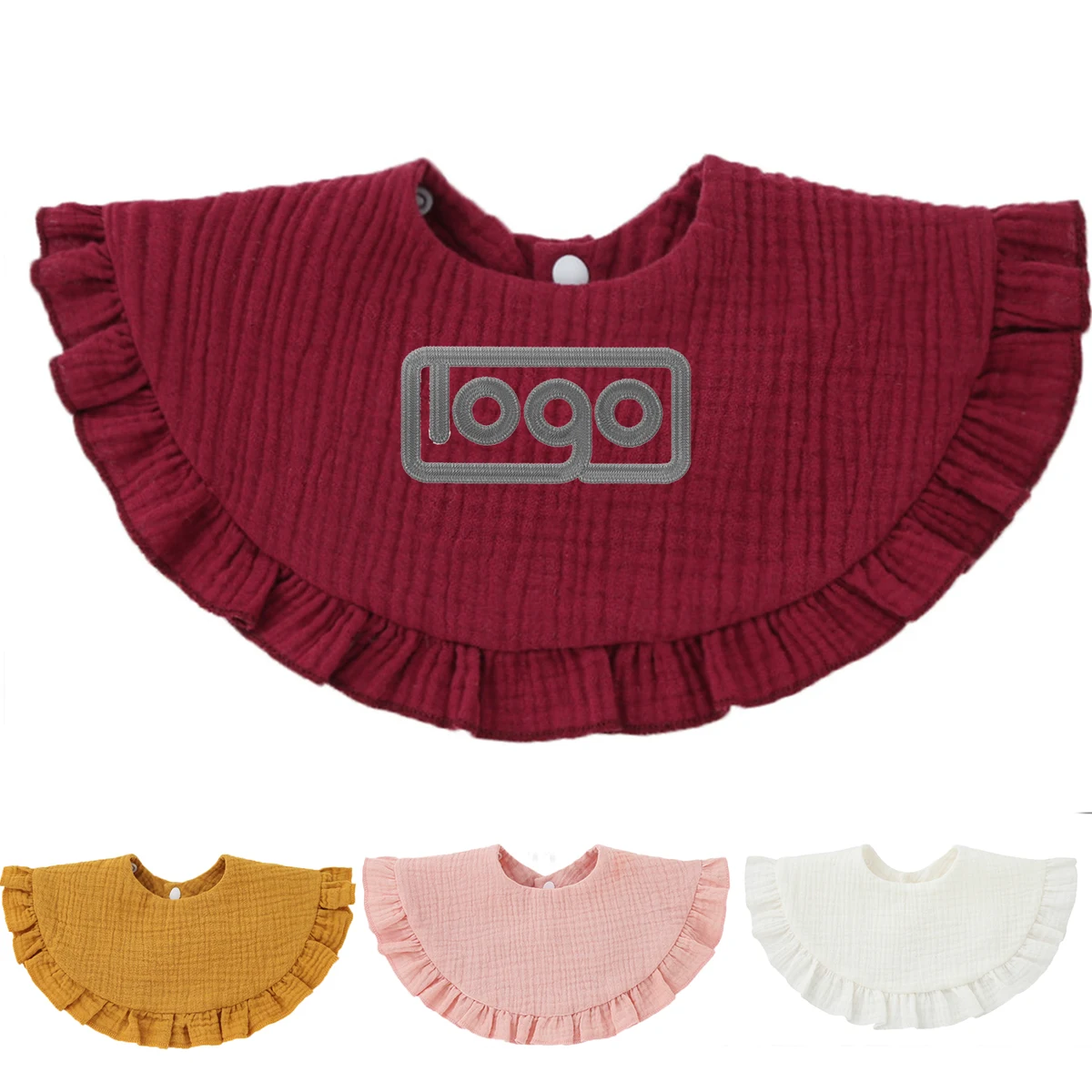 Cotton Baby Bibs with Ruffle Trim 1