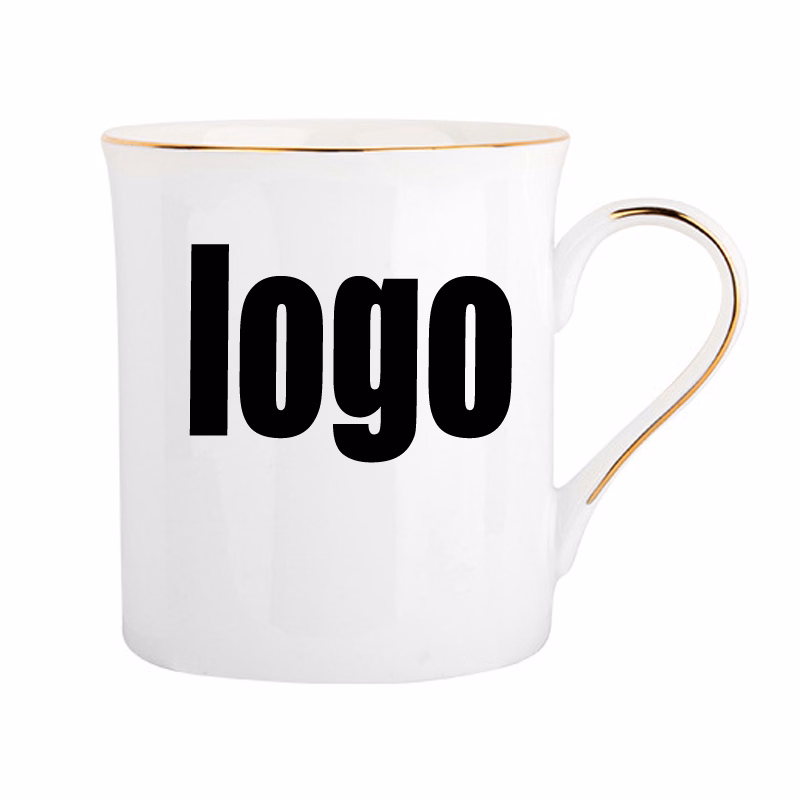 Reverse Drawing Gold Line Ceramic Bone China Couple Mug