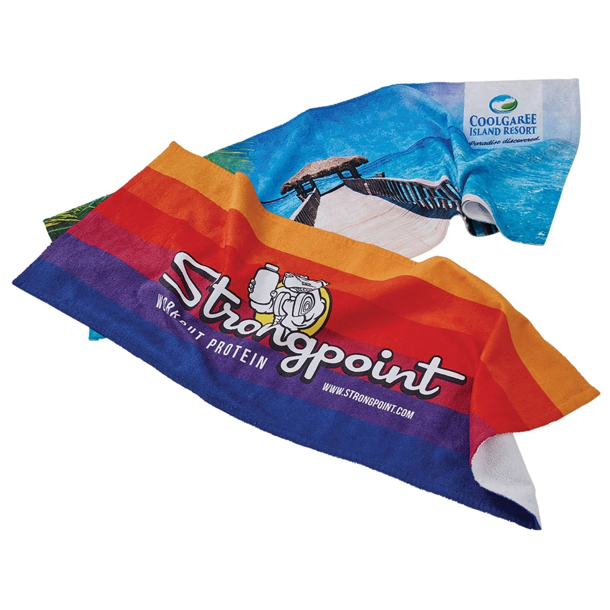 24"x 42" Sublimated Plush Microfiber Gym Towel w/ Cotton Terry Loops 1
