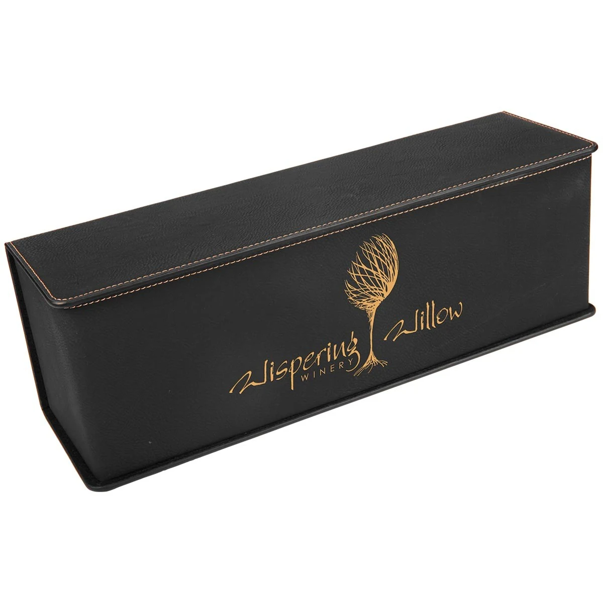 Black/Gold Leatherette Single Wine Box w/ Tools 1