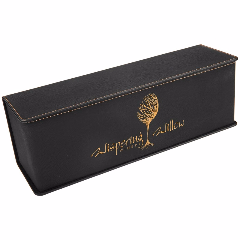 Black/Gold Leatherette Single Wine Box w/ Tools