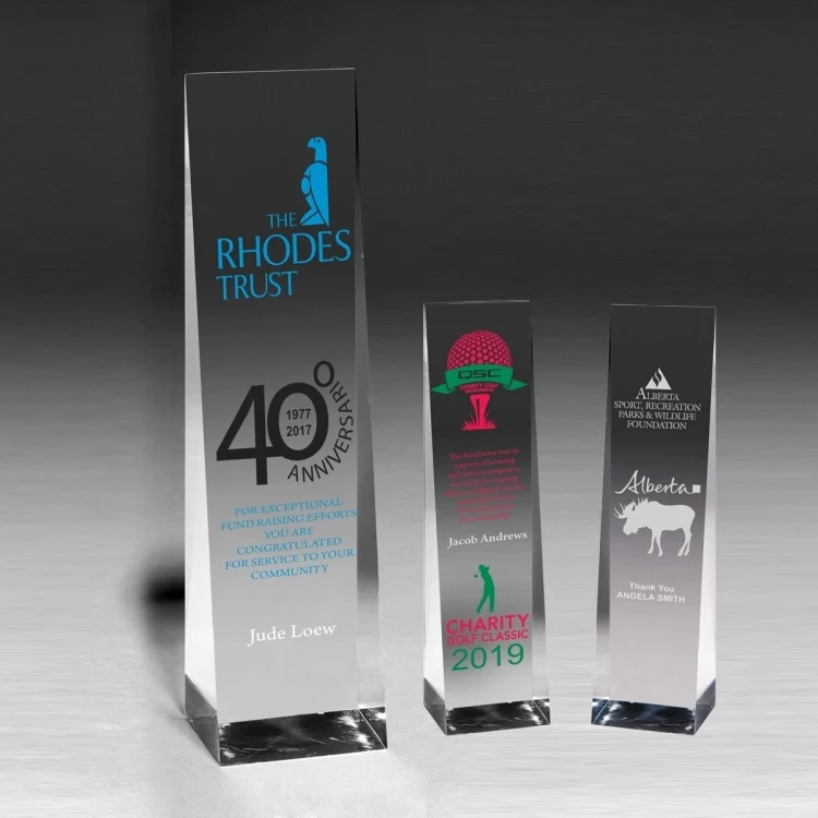Screen Printed Angled Obelisk Award - 7 3/4" 1