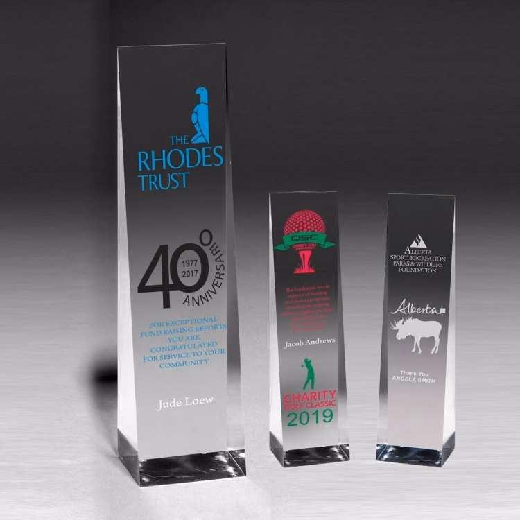 Laser Engraved Angled Obelisk Award - 7 3/4"