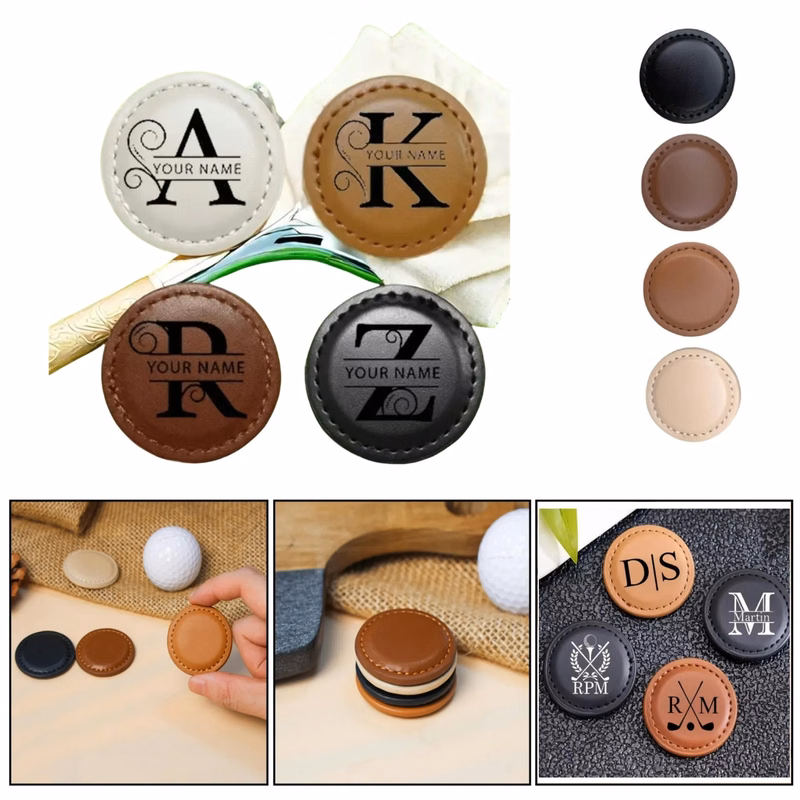 Premium Leather Golf Ball Marker - Magnetic & Customizable