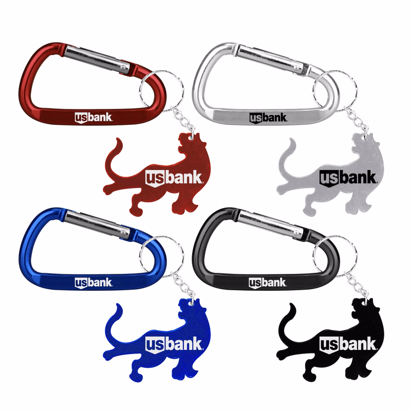 Tiger / Leopard shape bottle opener with key chain & Carabiner