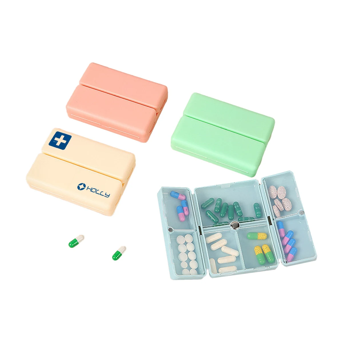 Moq25 Magnetic Foldable Pill Organizer With 7 Compartments 1