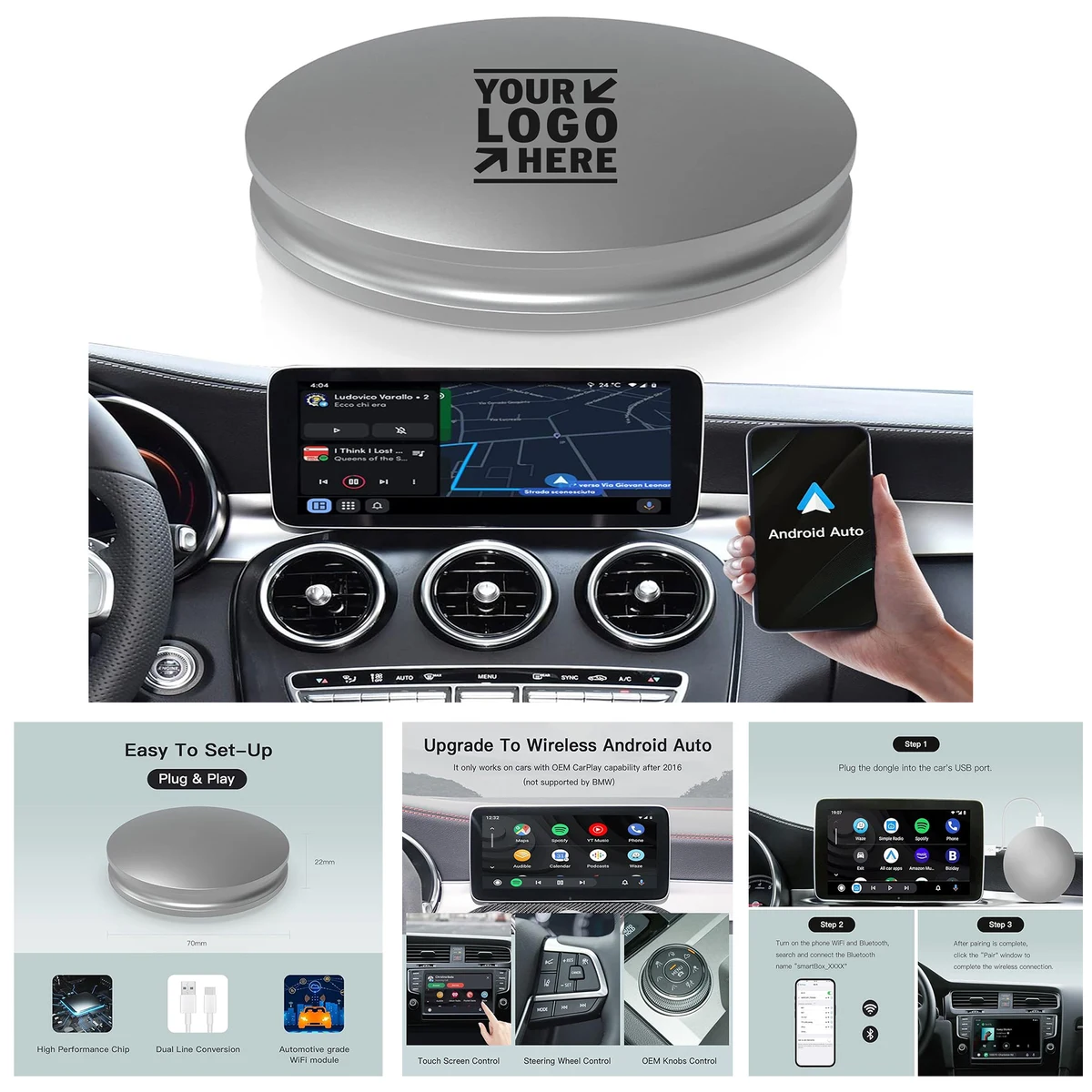 2023 AA Dongle Plug Play 5Ghz WiFi Auto Connect No Delay Online Update Adapter 1