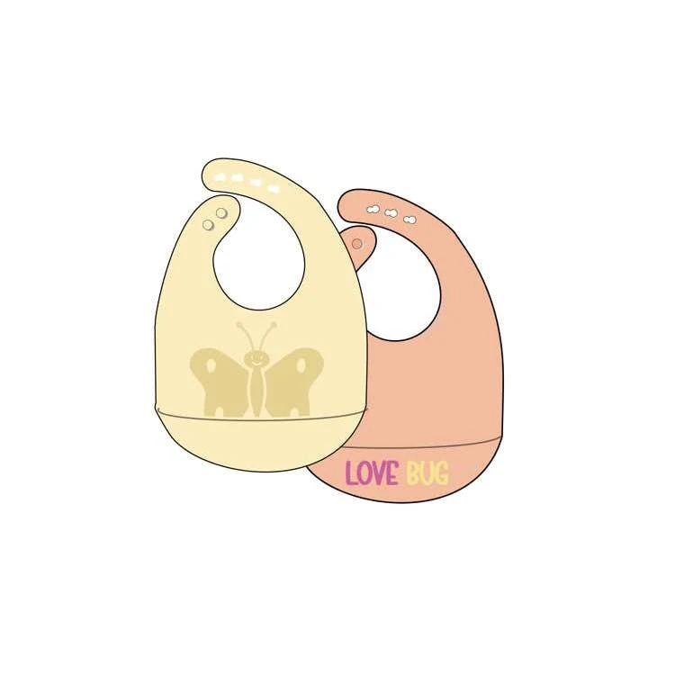 Girls Molded Silicone Bibs - 2 Pack 1