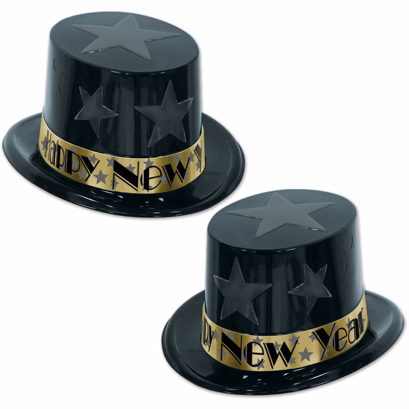 New Year Top Hats - Black & Gold