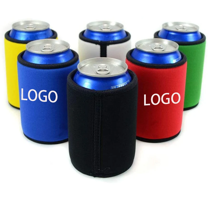 Insulated Beer Can Cover Sleeve w/Stitched Fabric Edges 1