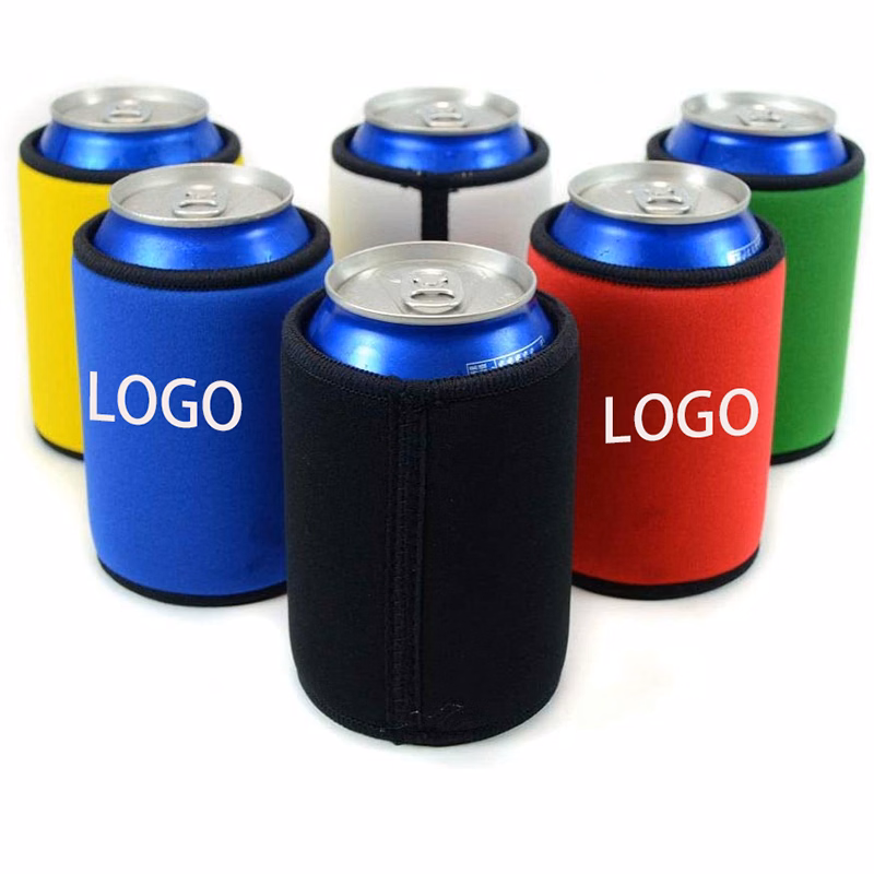 Insulated Beer Can Cover Sleeve w/Stitched Fabric Edges