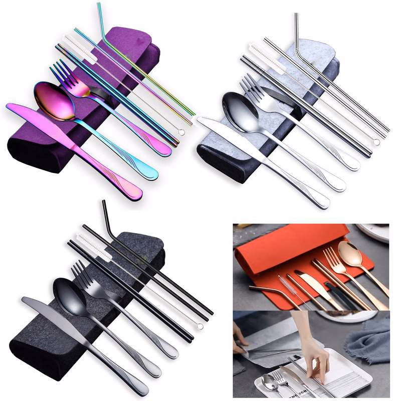 8 Pieces Portable Utensils Travel Camping Flatware Set