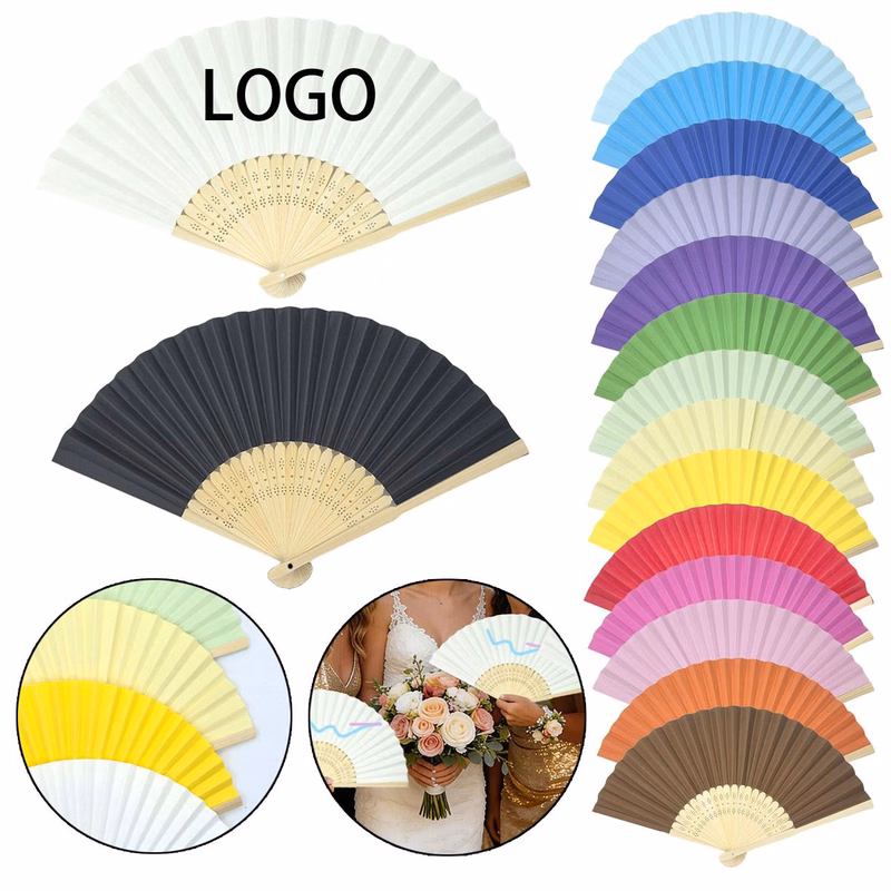 Bamboo Rib Solid Color Paper Fans