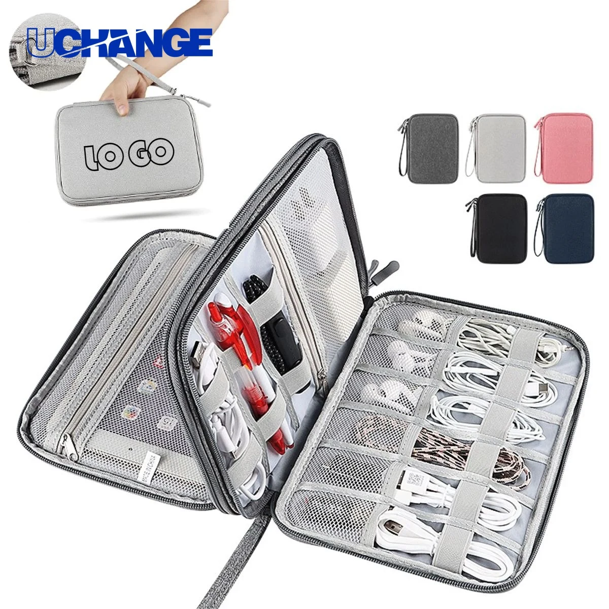 Travel Cable Organizer Bag with Water-Resistant Pouch 1