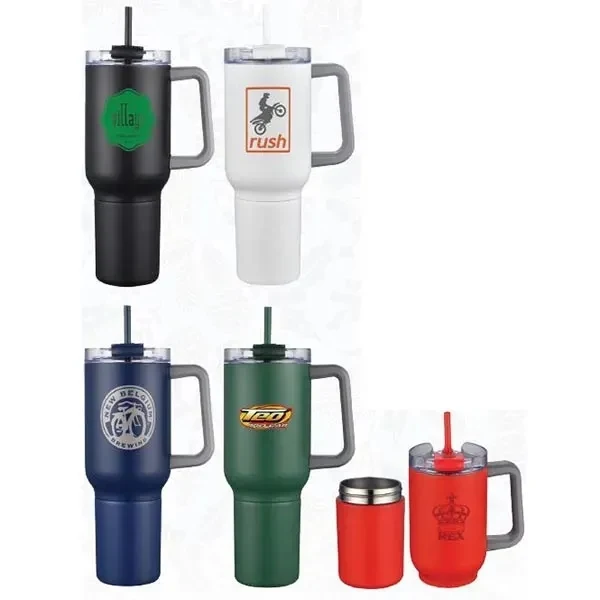 21 Oz. SipTek Dual Tumbler with Straw and Can Holder 1