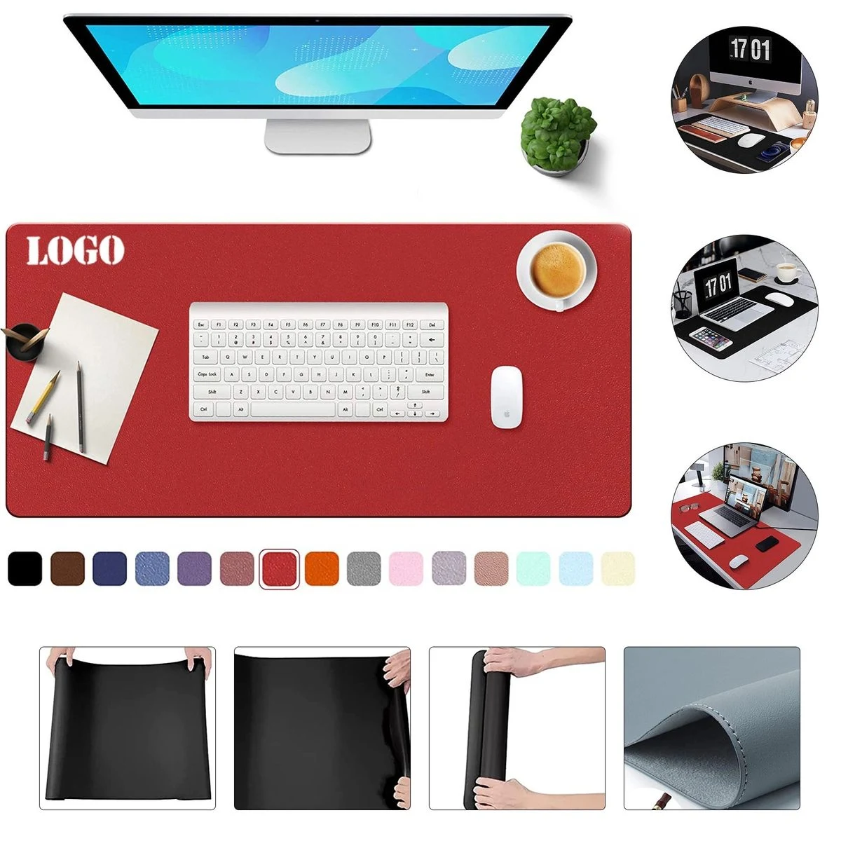 PU Leather Desk Mat Protector Desk Pad 1