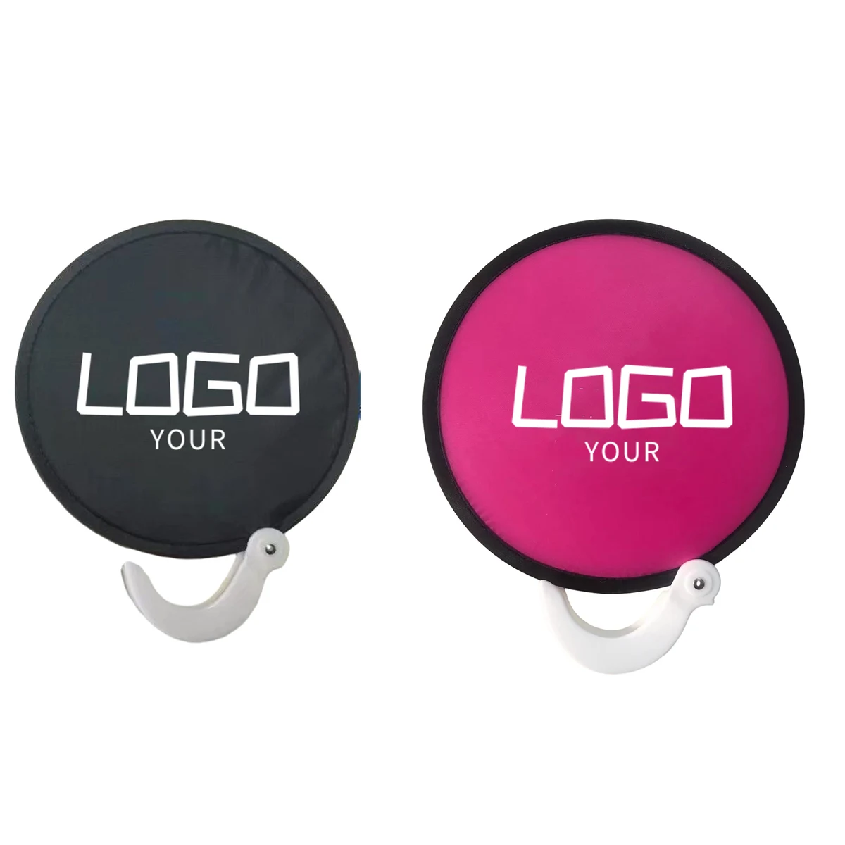 Nylon Foldable Flying Disc Hand Fan w/Storage Pouch 1